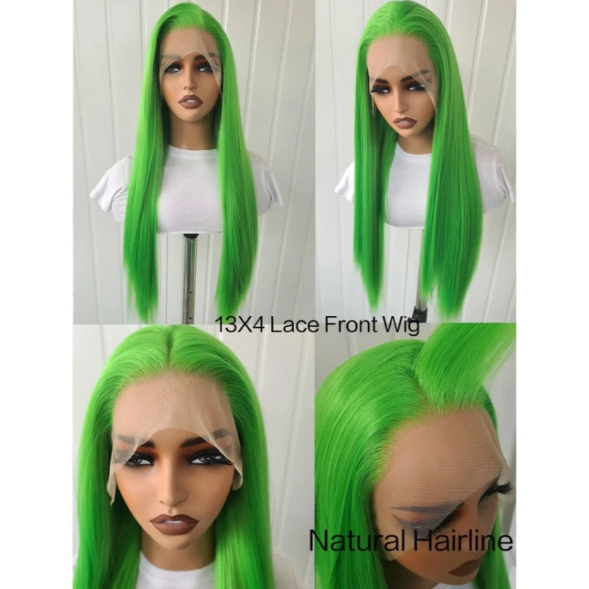 Lemon Green Synthetic Lace Front Cosplay Wig